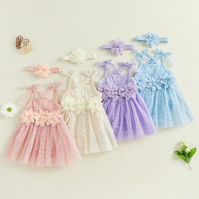 Baby Girl Clothes Daisy Ribbed Bodysuit Sleeveless Romper Dress Summer Outfit for Girls Newborn 3 6 9 12 18 Months