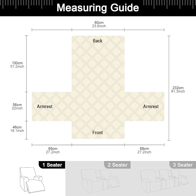 TAOCOCO 100% Waterproof Recliner Chair Cover, Non Slip Recliner Covers for Recliner Chair with Pocket, Washable Reclining Chair Cover Furniture Protector for Kids, Pets(Recliner Chair, Black)