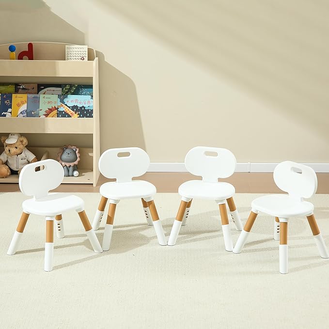 3 Level Height Adjustable Kids Chairs Plastic Preschool Chair Durable and Lightweight Child Chair with a Maximum Load Capacity of 130 pounds Suitable for Day Care, Classroom, and Home (4-Pack Beige)