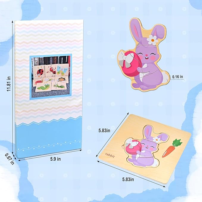 8pcs Wooden Puzzles for Toddlers 1 2 3 4, Toddler Puzzles Ages 1 2 3 4, Montessori Educational Jigsaw Toys Puzzles Christmas Birthday Gift for Kids Girl Boy 1-4 Year Old (Farm Animal)