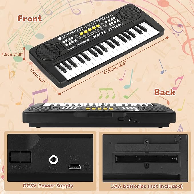 37 Key Upgrade Piano Keyboard for Kids Musical Toys for 3 4 5 6 Year Old Girls Keyboards Pianos for Beginners with Microphone for 3+ Year Old Boys Girls Gifts
