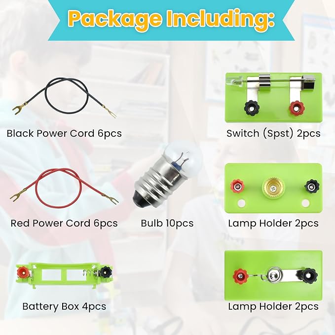 32 Pcs Learning Circuit Kit, Physics Electrical Experiment Box, Basic Electric Circuit Laboratory for Learning Series and Parallel Circuit