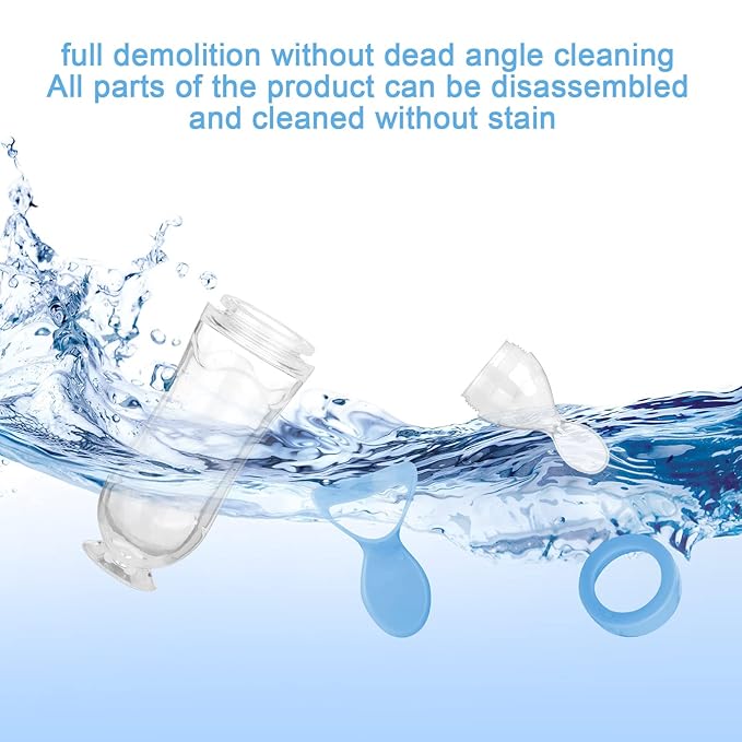 Nuanchu Baby Food Feeder Silicone Squeeze Feeding Spoon Toddler Food Feeder Dispensing Spoon Suction Cup Design Feeder (Blue)