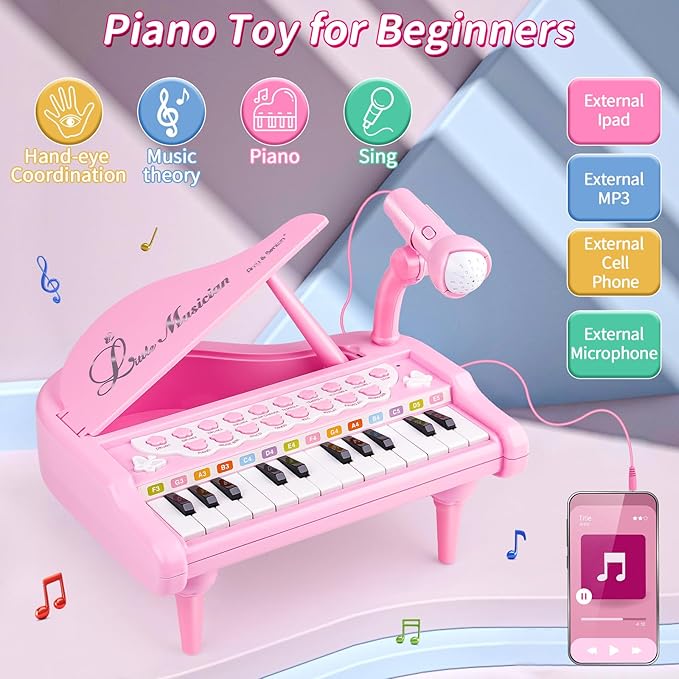 Amy&Benton Piano Music Toy Baby for Toddlers Pink for Girls 1-3 Girl First Birthday Gift for 1 2 3 Years Old Girl 1st Birthday Toy Presents for Girl 1 2 3+ Girl Kids Gift