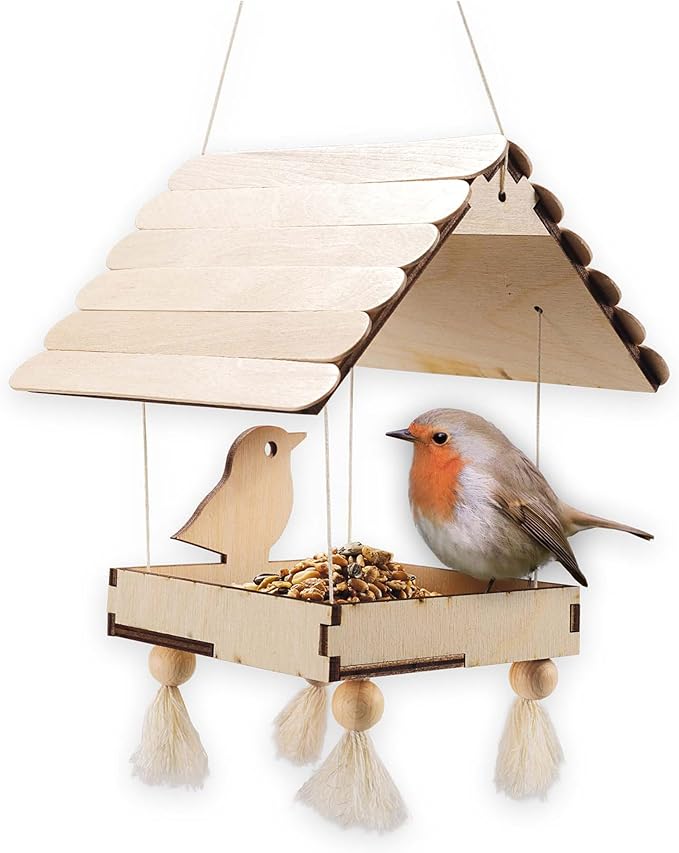 SES Creative: Bird Feeding Station - DIY Wooden Build & Decorate Kit, Hanging Bird Feeder, Easy Construction, Arts & Craft Activity Set, Kids Ages 5+