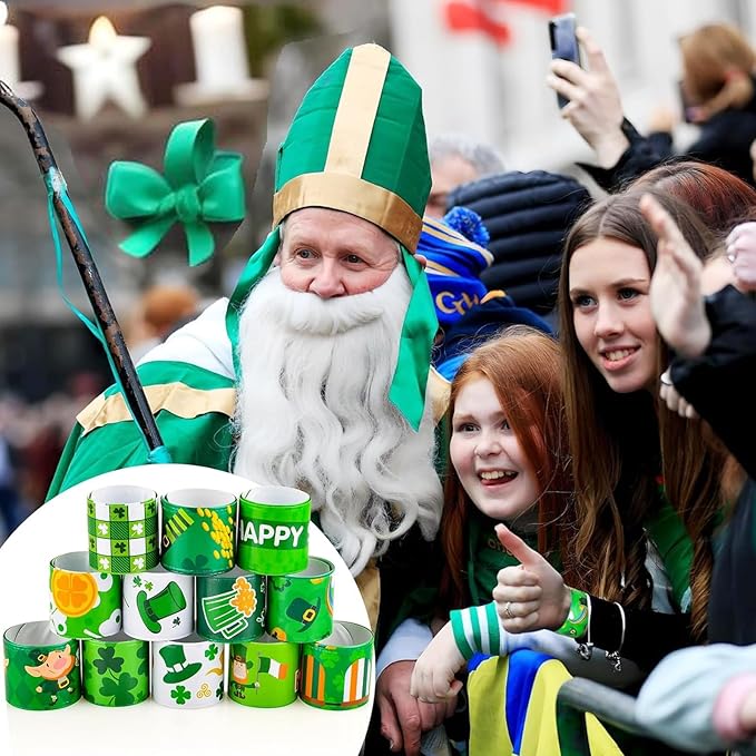 36 PCS St Patrick's Day Slap Bracelets Kids Party Favors, Bulk Snap Bracelet St Patrick's Day Party Favors Supplies for kids&teens Gifts Teacher Classroom School Favors Prizes