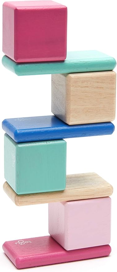 8 Piece Tegu Pocket Pouch Magnetic Wooden Block Set, Blossom
