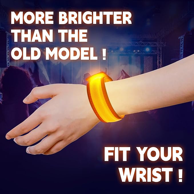 8 PCS LED Glow Bracelets, Light Up Wristbands - Halloween Glow in The Dark Party Bracelets Favors Supplies for Christmas, Concerts, Festivals, Game Prizes, Sports, Rave Accessories（Orange）