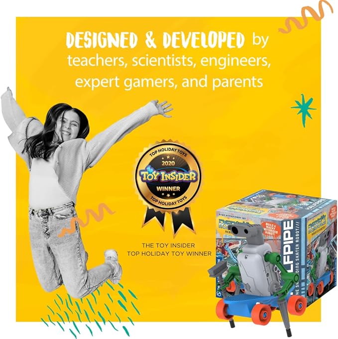 Thames & Kosmos ReBotz: Halfpipe - The Shredding Skater Robot | Build a Wacky Motorized Robot! | Collect All 4 | Combine to Make New Robotic Creations | Great Stocking Stuffer, Easter Basket Goodie