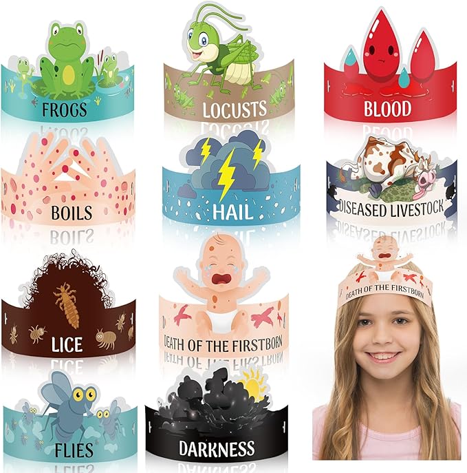 30 Pcs Passover Plague Toys Crafts for Kids Pesach Games Party Favors Ten Plagues of Egypt Kit Crafts Passover Decoration Gift for Seder Family Party Holiday Supply