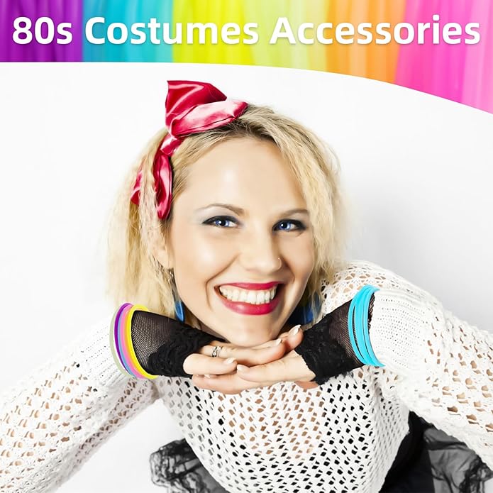 60 Jelly Bracelets 80's Adult Size - MAQIHAN Neon Gummy Bracelets for Women Kids 80s Jelly Bangles Glow Silicone Bands Jewelry Wristband Rainbow Jellies Bangle Girl Colored Accessories Toy Party Favor