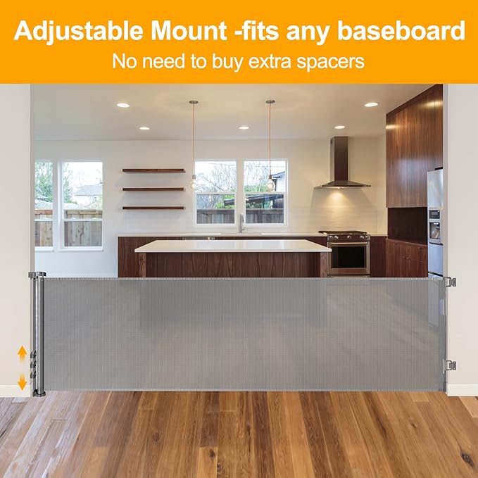 140 Inch Outdoor Retractable Gate for Dogs Extra Wide Baby Gate Retractable Dog Gates for Doorway Extra Wide Dog Gate for Large Openings Extra Wide Pet Gate for Stair Retractable Baby Gates for Stairs