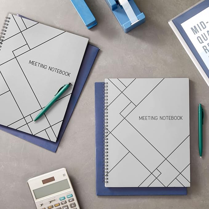 2 Pack Meeting Notebooks for Work, Spiral-Bound Daily Planner for Project Management, Office, Business, Note Taking, Organizer (160 Pages, 8.5 x 11 In)