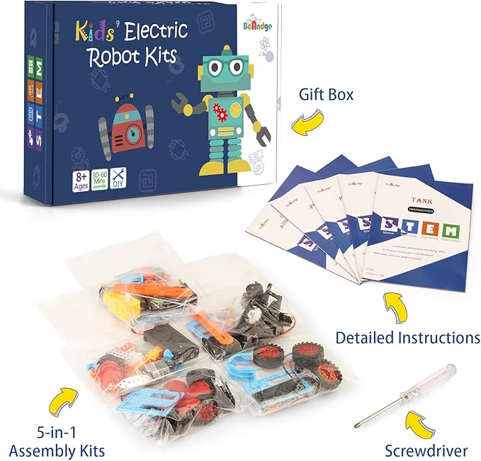 STEM Science Kits for Kids 5-7 8-12, Robotics Robot Building Car Kit STEM Toys for Boys Robots Craft 5-8 6-8, Science Activities Experiment Engineering Project Electronics 5 6 7 8 Year Old Boy Gifts