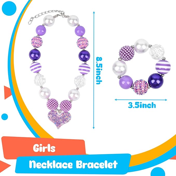 3 otters Girls Necklace Bracelet, Jewelry for Girls Princess Necklaces for Birthday Gift Party Favor Classroom Prize Supplies