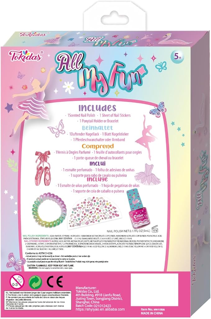 Kids Makeup Set All My Fun Scented Nail Polish Nail Sticker Set Ponytail Holder Bracelet Kids Toys for Girls