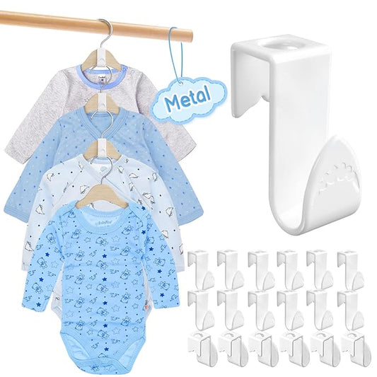 4our Kiddies Baby Hangers Space Saving(18 Pcs), Heavy Duty Metal Kids Closet Clothes Organizer for Nursery, Connector Hooks for Girl Boy Toddler Child Clothes, Fit Most Hangers