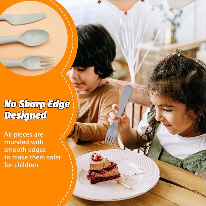 18Pcs Plastic Toddler Utensils Set Kids Spoons Forks Knife Colored Baby Flatware Set Silverware Set Reusable Plastic Utensils BPA Free Dishwasher Safe Plastic Cutlery