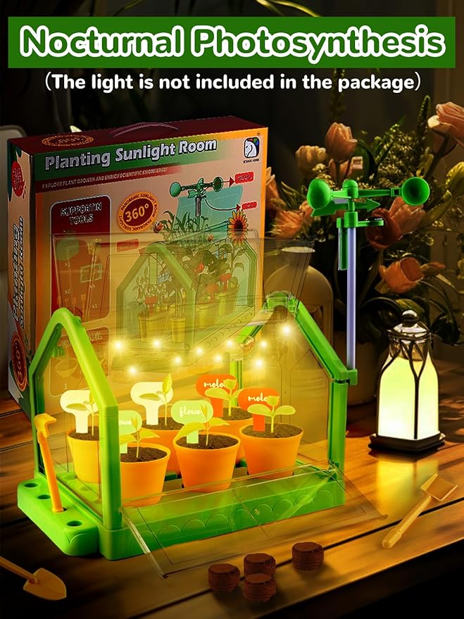 Kids Growing Plant Kit, Lorvain Gardening Set for Kids Education Science Grow House Planting Kit with Compass Irrigation System Terrarium Kit Toddler Garden Set for Boys Girls