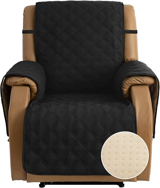 TOMORO Non-Slip Oversized Recliner Cover, 100% Waterproof Quilted Recliner Chair Slipcover Furniture Protector with Pockets, Washable Couch Cover with Elastic Straps for Kids and Pets