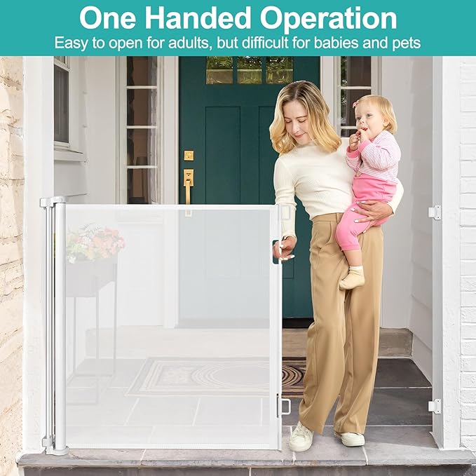 42 Inch Extra Tall Retractable Baby Gate 55" Wide Retractable Dog Gate Extra Tall Baby Gate for Dogs Indoor Extra Tall Dog Gate for Doorway Extra Tall Pet Gate Dog Gates for The House Retractable Gate