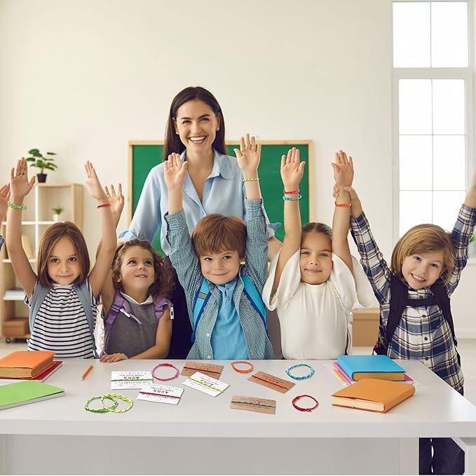 30 Pcs Kids Valentine's Day Card Adjustable Friendship Bracelets Our Class Will Knot Be The Same Without You Classroom Valentine Exchange Gifts for Kids Students Girls Boys School Party Favors