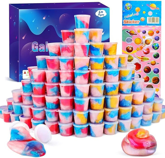 70 Pack Galaxy Slime, Super Mini Slime Kit, Funny Clear Slimes for Girls and Boys Slime, Party Favors Birthday Gifts, Classroom Prizes, Valentines, Easter and Christmas Slime Stress Relief Toys