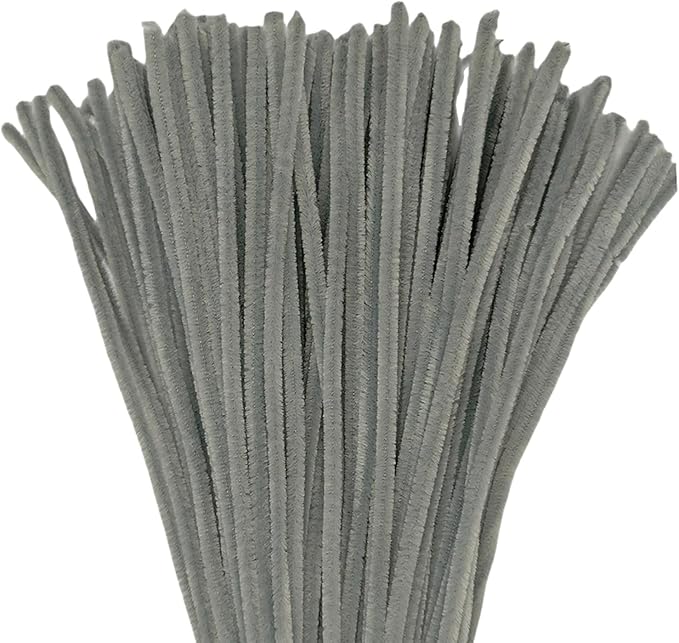 Gray Chenille Stems Pipe Cleaners, 12 Inch Colored Pipe Cleaners Pastel Craft Supplies, 200 Pcs Pastel Pipe Cleaners for Crochet Projects, Holiday Wreath, DIY Art Craft