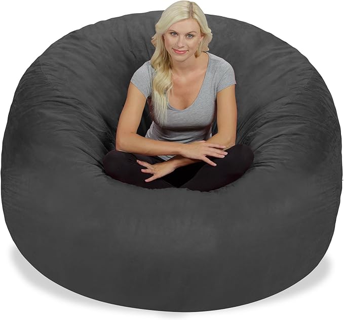 Chill Sack Bean Bag Chair: Giant 6' Memory Foam Furniture Bean Bag - Big Sofa with Soft Micro Fiber Cover, Charcoal