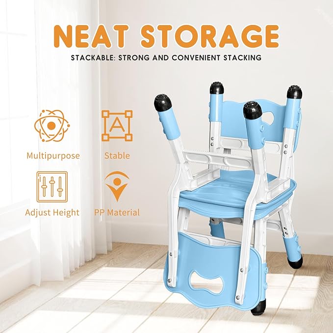 Kid Chairs Indoor 3 Level Adjustable Suitable for Children Age 2-6. Toddler Chairs Maximum Load-Bearing 220LBS for Family Classroom and Nursery Kids Activity Chair Set