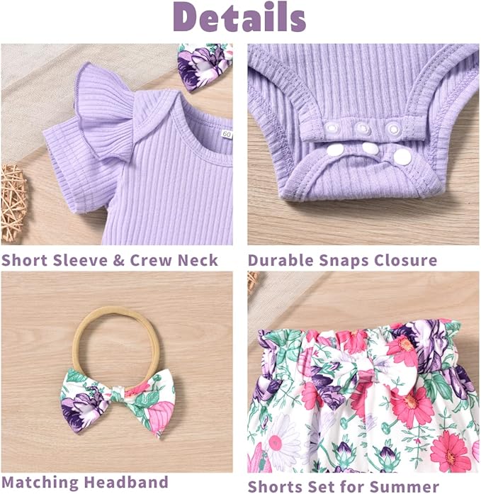 Aalizzwell Baby Girls Ribbed Bodysuit Bloomer Shorts Outfits Summer Clothes