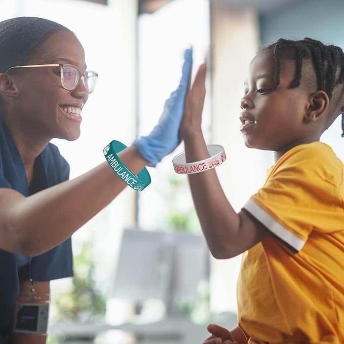 24PCS Ambulance Car Party Rubber Bracelets,Emergency Vehicle Medical Hospital Doctor Nurse Themed Birthday Party Supplies Decorations Gifts Prize Goodie Bag Favors Ambulance Car Silicone Wristbands