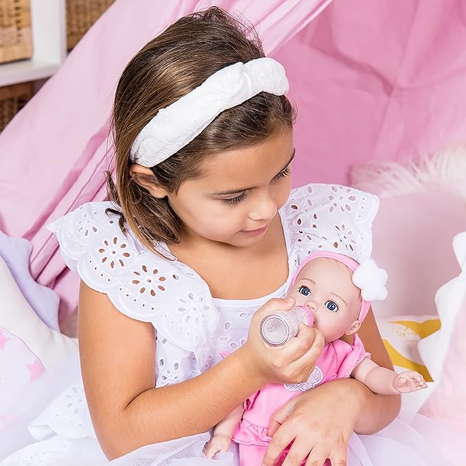 Adora Nurture Time Babies 13 Inch Baby Doll and Clothes Set with 3 Touch Activated Features Birthday Gift for Kids Ages 1 and Up - Soft Pink