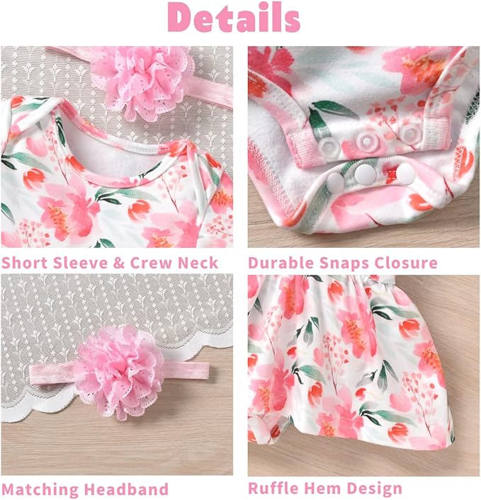 Aalizzwell Newborn Infant Baby Girls Bodysuit Dress