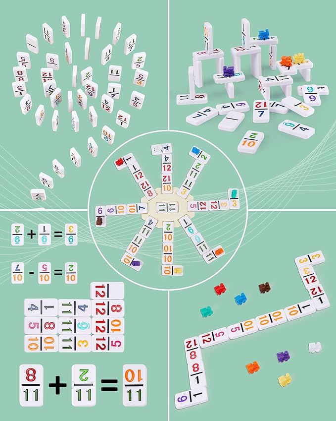 KAILE Mexican Train Dominoes Set with Numbers, 91 Tiles Double 12 Colored Dominoes Game Set with Aluminum Case for Families Kids 2-4 Players