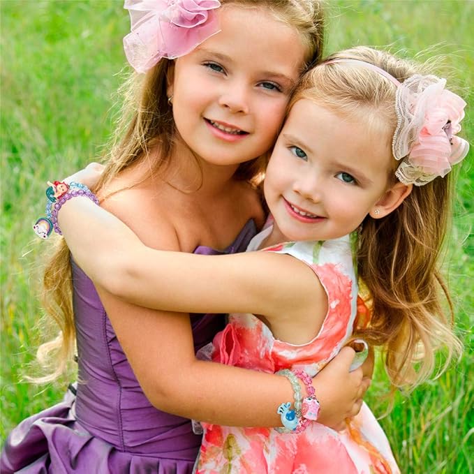 5pc Mermaid Bracelet, Unicorn Bracelet, Little Girl Animal Bracelets, Teens Kids Owl Pendant Beaded Bracelet Girl Party Favor Pretend Play Bracelet (Animal Bracelet)