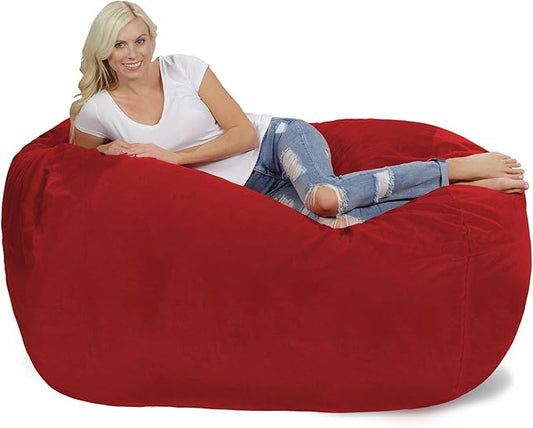 Chill Sack Bean Bag Chair: Huge 6' Memory Foam Furniture Bag and Large Lounger - Big Sofa with Soft Micro Fiber Cover - Red Pebble