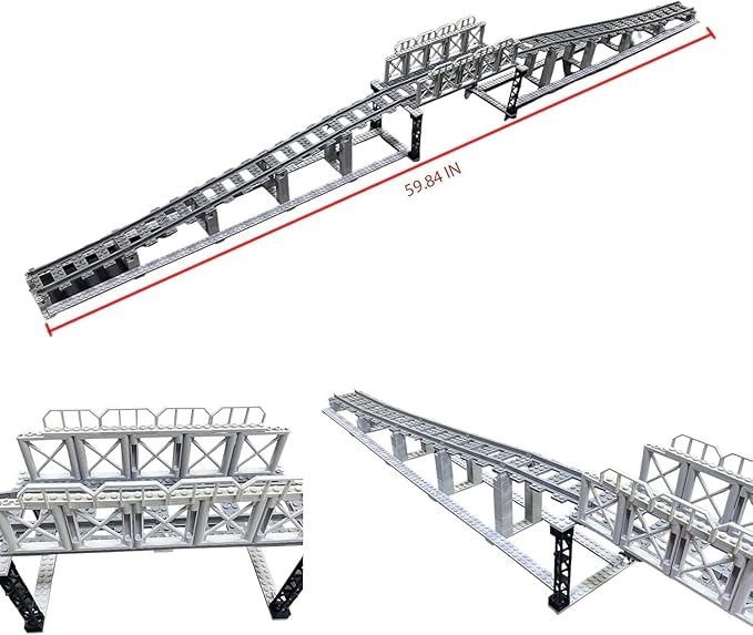 202 Pcs City Train Tracks Building Block Set Compatible with Lego,Train Tracks Accessories Set,Train Track Bridge Uphill and Downhill Set