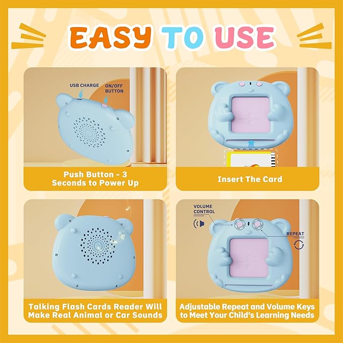 2 Pack Toddlers Talking Flash Cards with 224 Sight Words- Montessori Toys, Autism Sensory Toys,Speech Therapy,Learning Educational Toy Gifts for Ages 2 3 4 Boys and Girls, Blue+Pink