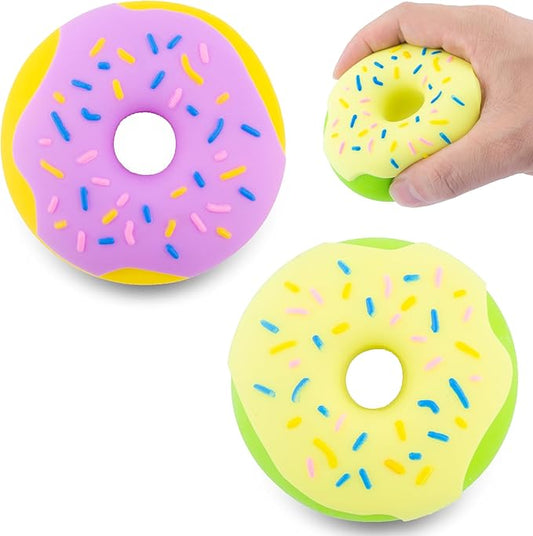 2PCS Rainbow Donut Squishy Toy, Stress Relief, Fun, and Cute Plaything Perfect for Birthday Gift and Decoration
