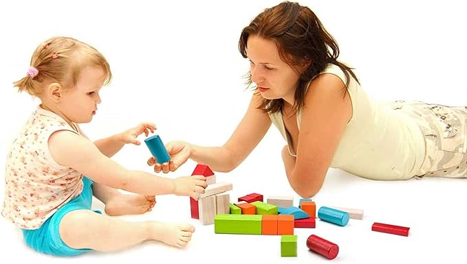 Imagination Generation 100 Piece Natural Wooden Building Block Set with Carrying Bag – Children's Deluxe Stacking Toy Set