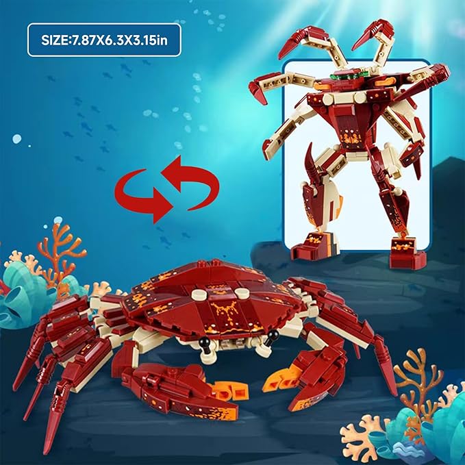 Animal Building Sets, Micro Building Blocks, Animal Series Micro Mini Building Blocks Kit for Boys & Girls (Crab)