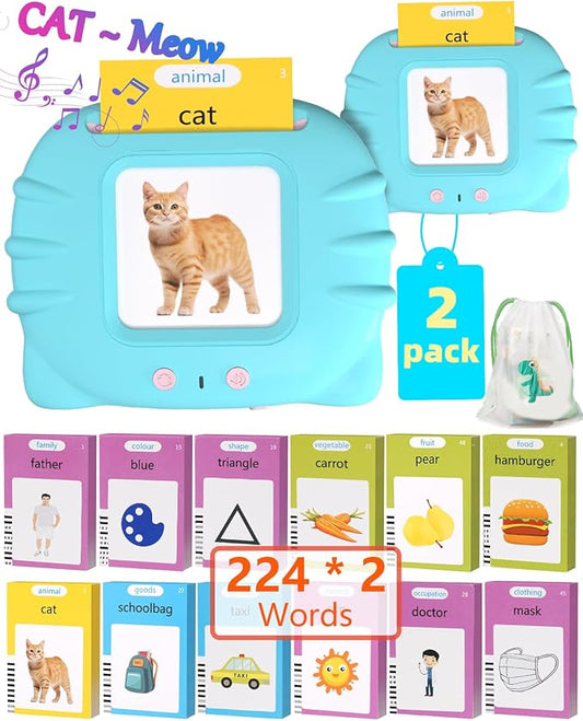 448 Words Talking Flash Cards for Toddlers, Learning Montessori Toys for Kids Ages 1 2 3 4 5 6 Year Old, Autism Sensory Toys for Autistic Children, Birthday Gifts for Daughter Son Boys