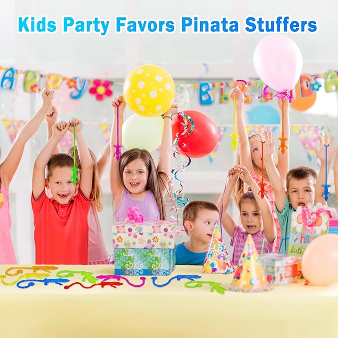 36PCS Sticky Hands Bulk Kids Party Favors Lizard Shape Stretchy Sticky Hand Fidget Toys Kids Goodie Bag Stuffers Easter Basket Stuffers Treasure Box Toys for Classroom Prizes Birthday Party Supplies