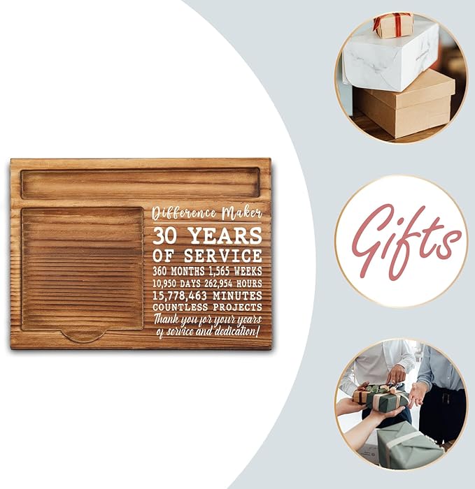 30th Work Anniversary Sticky Note Holder, Thank You Appreciation 30 Year Work Anniversary Decor Gifts for Women, Employee, Him, Her, Happy 30th Work Anniversary Self-Stick Note Pad Holders GSH29