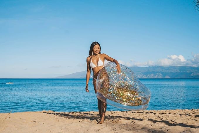 Air Candy Inflatable Glitter Chair - Filled with 6mm Holographic Color Changing Gold Glitter - Made with Strong PVC That Will Hold up to 250 lbs. Perfect for Indoor or Outdoor use!