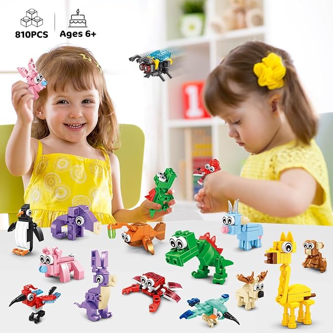 30 Packs Animal Party Favors for Kids, 810 PCS Mini Animal Building Block Toy Set for Goodie Bag Fillers Classroom Prizes Birthday Children's Day Christmas for Boys Girls Student Ages 6+