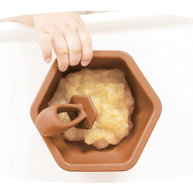 Tiny Twinkle Silicone Training Utensils - Baby Spoons & Baby Forks For Self-Feeding Training - Silicone Baby Led Weaning Utensils For Toddlers And Babies 6-24 Months - Baby Feeding Supplies (Cinnamon)