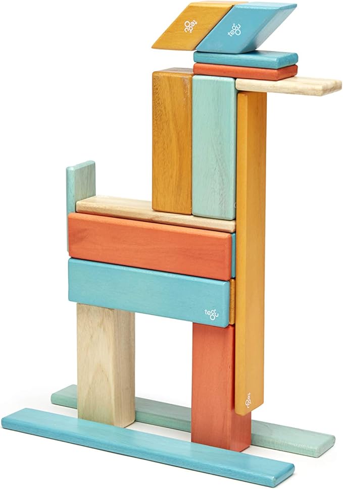 24 Piece Tegu Magnetic Wooden Block Set, Sunset, 1-99 years old