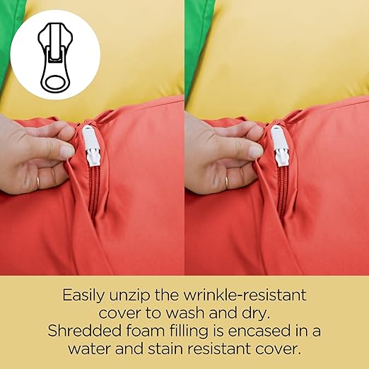 Children's Factory, CF650-507, 27" Cozy Floor Pillows, Set 4, Primary, Flexible Seating Classroom Furniture, Daycare or Preschool Kids Reading Nook